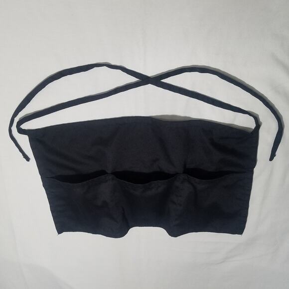 Apron Black Canvas Double Side Ties At Waist Cooking Gardening Painting Crafting - Picture 1 of 4